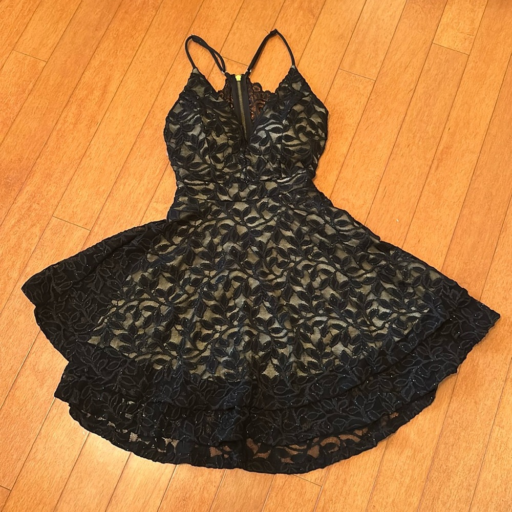 black sparkle Honey and Rosie mini cocktail dress